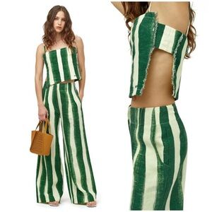 Simon Miller Emerald Green and White Striped Crop Top